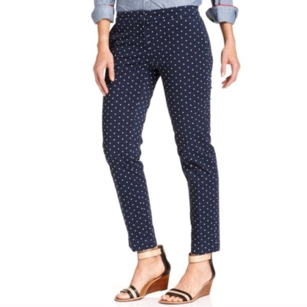 Tommy Hilfiger Polka Dot Navy Straight Leg Pants Women’s Size 2
